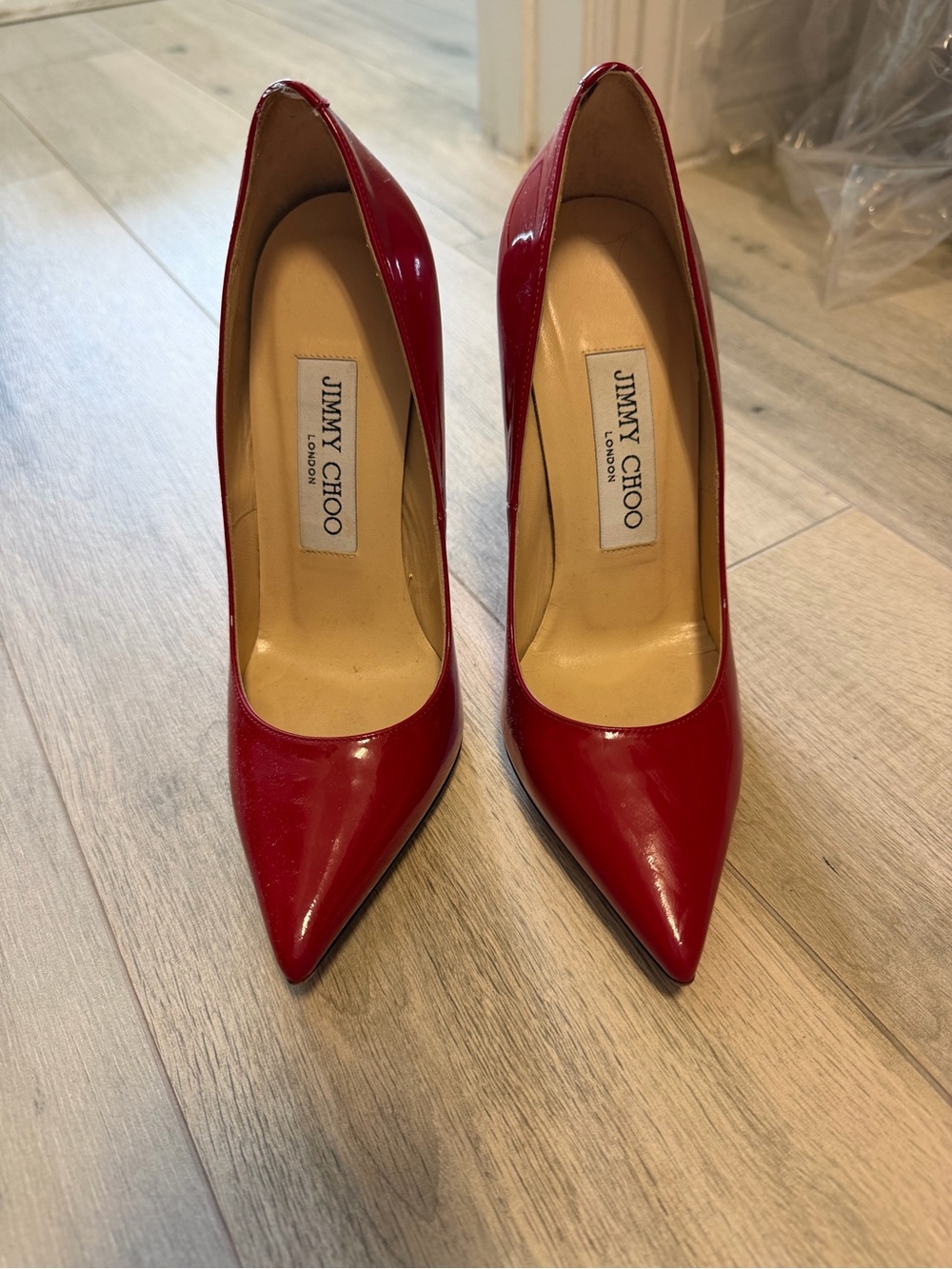 Jimmy Choo Red Patent Pointed-Toe Stiletto Pumps
